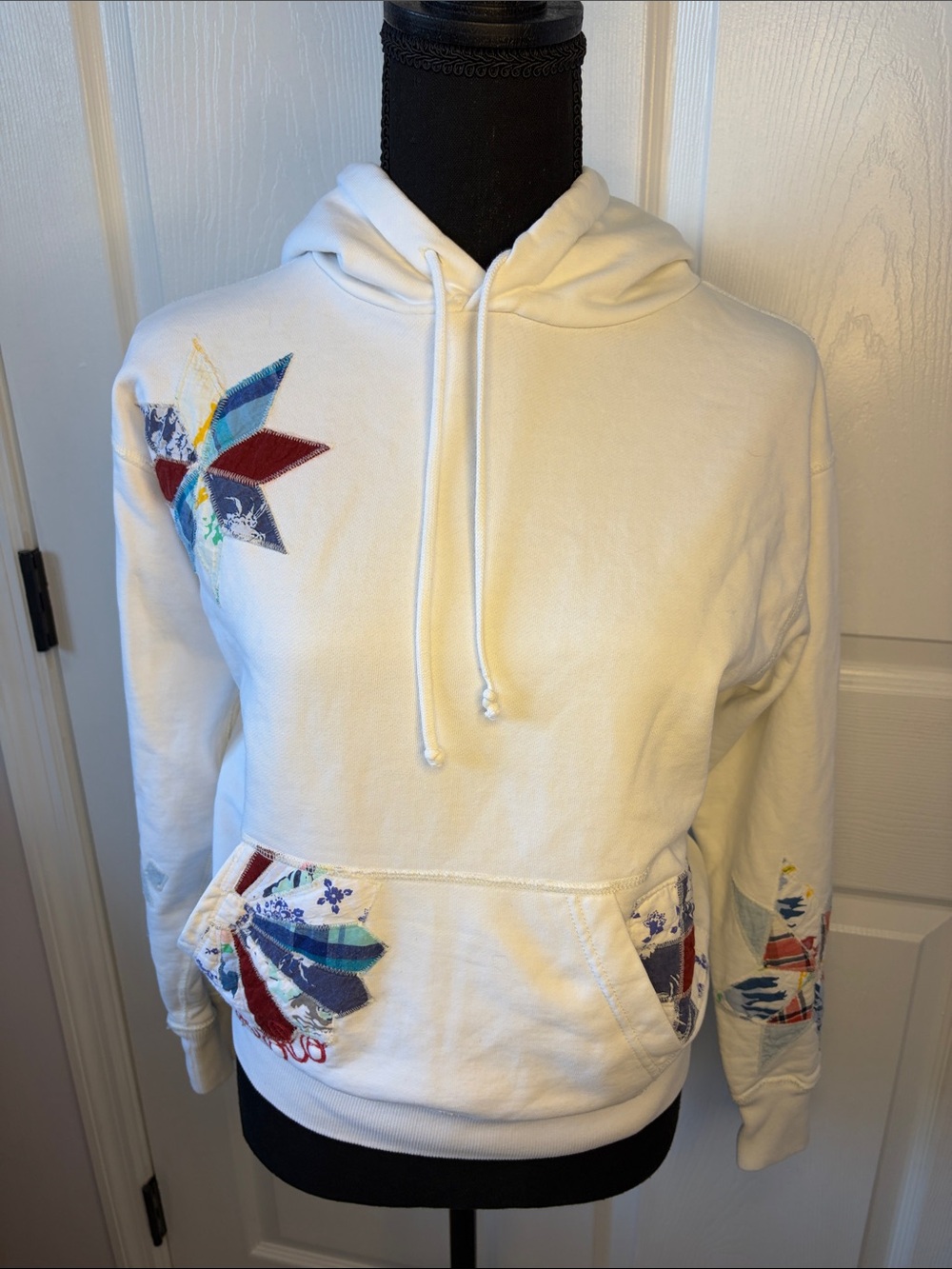 Polo by Ralph Lauren Cotton Patchwork Quilt White  Hoodie XS TP